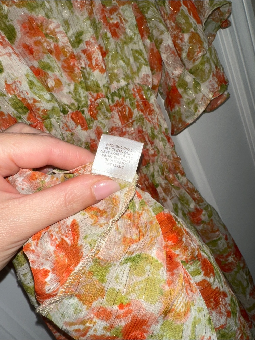 Misa Los Angeles Peach & Green Floral V-Neck Mini Dress - Picture 8 of 11